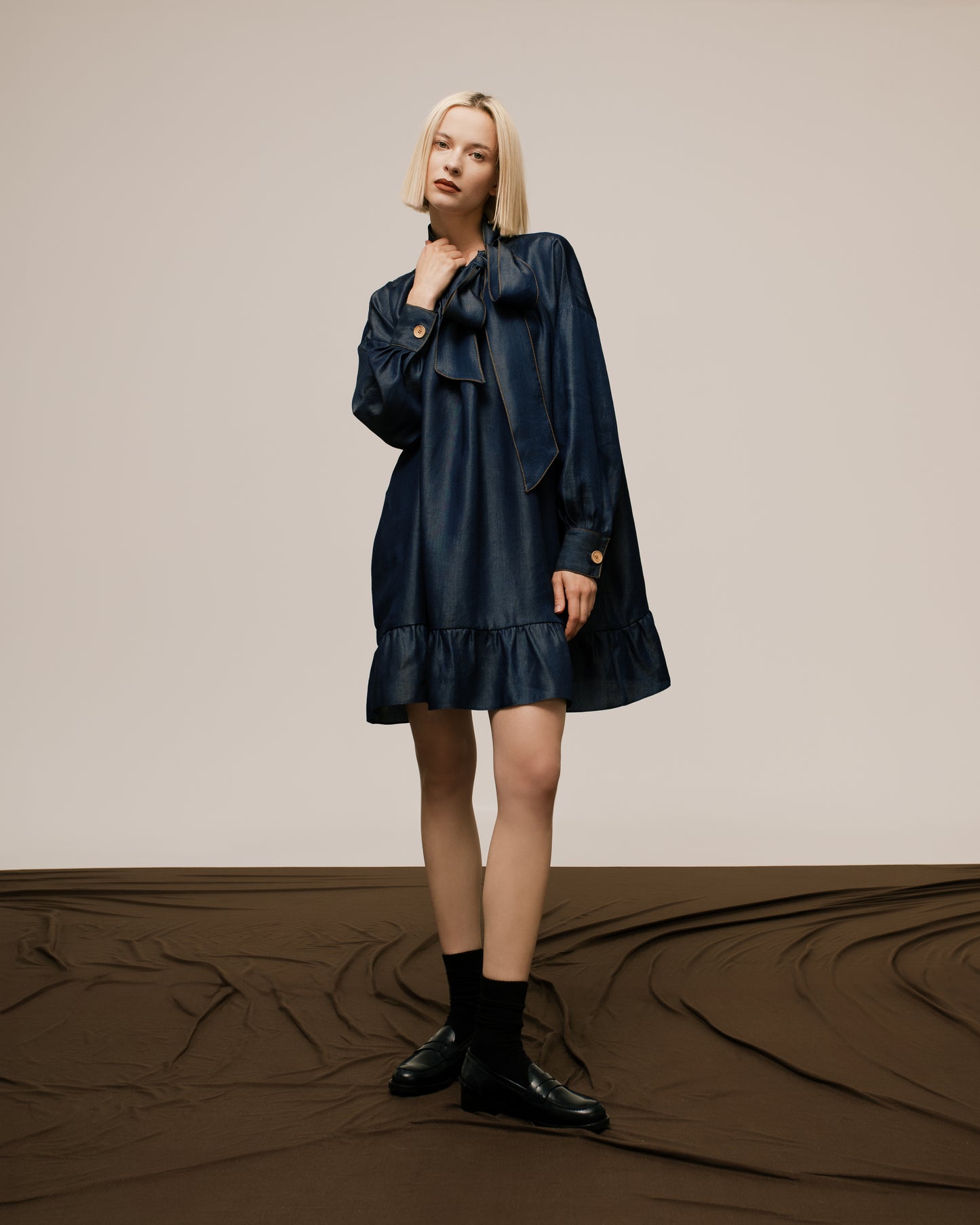 Scarf Neckline Tunic Dress