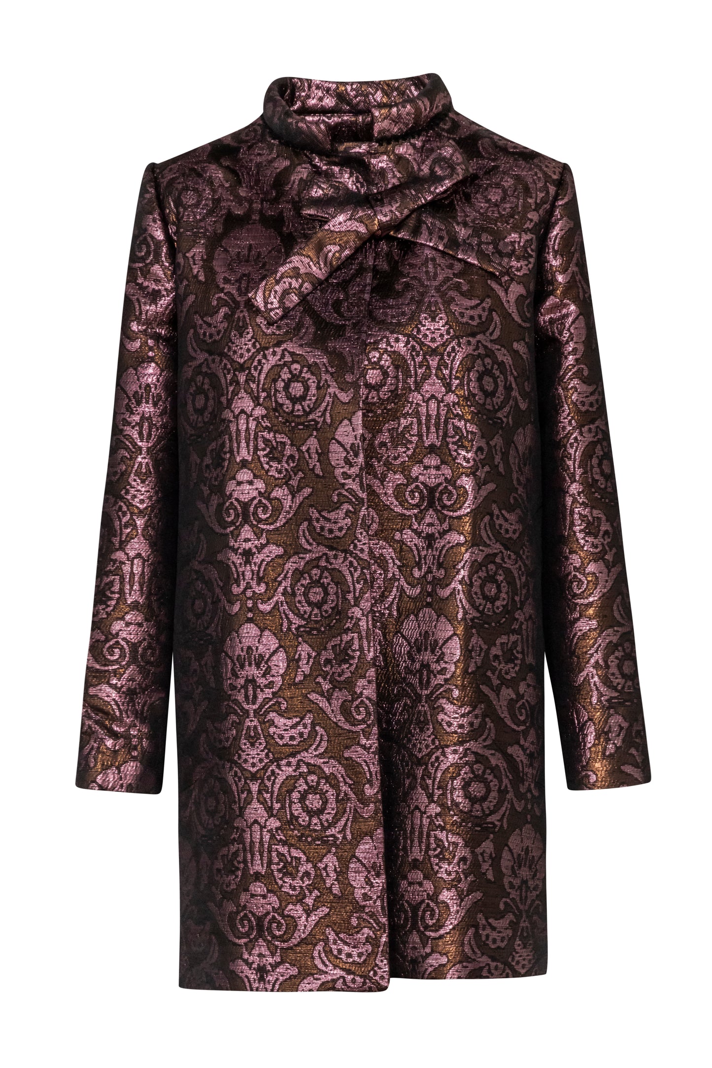 Straight Floral Brocade Coat