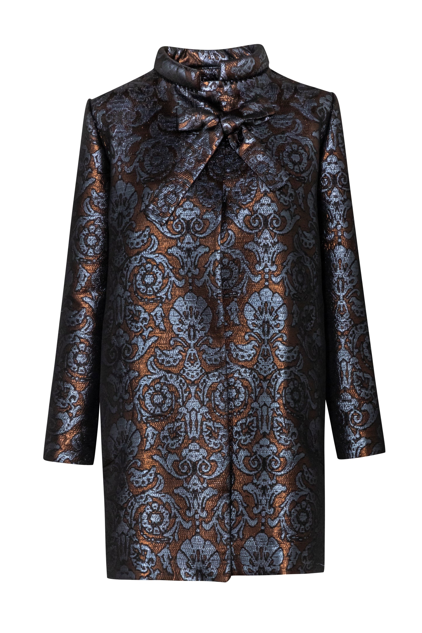 Straight Floral Brocade Coat
