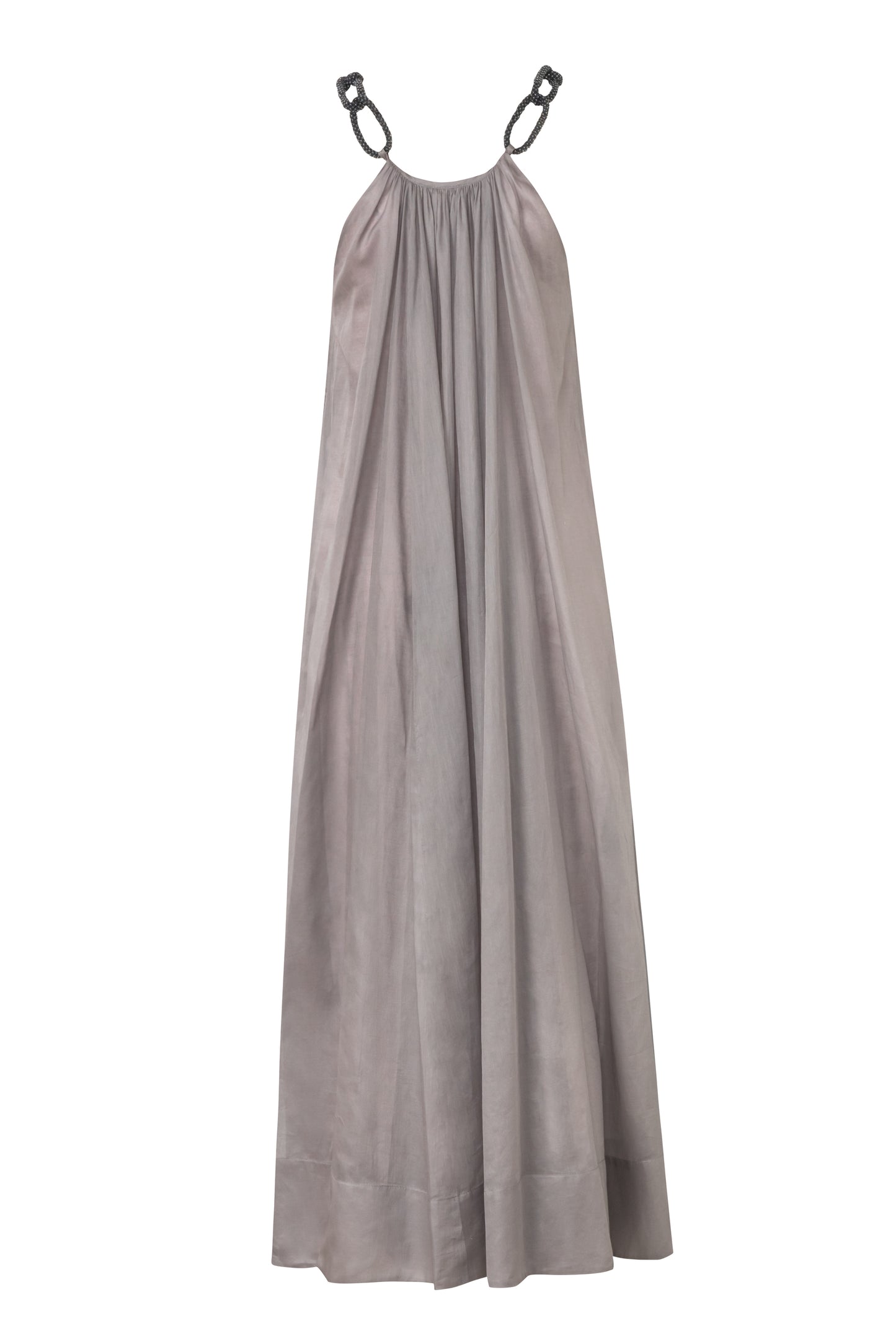 Vestido midi de gasa de algodón con cuello halter