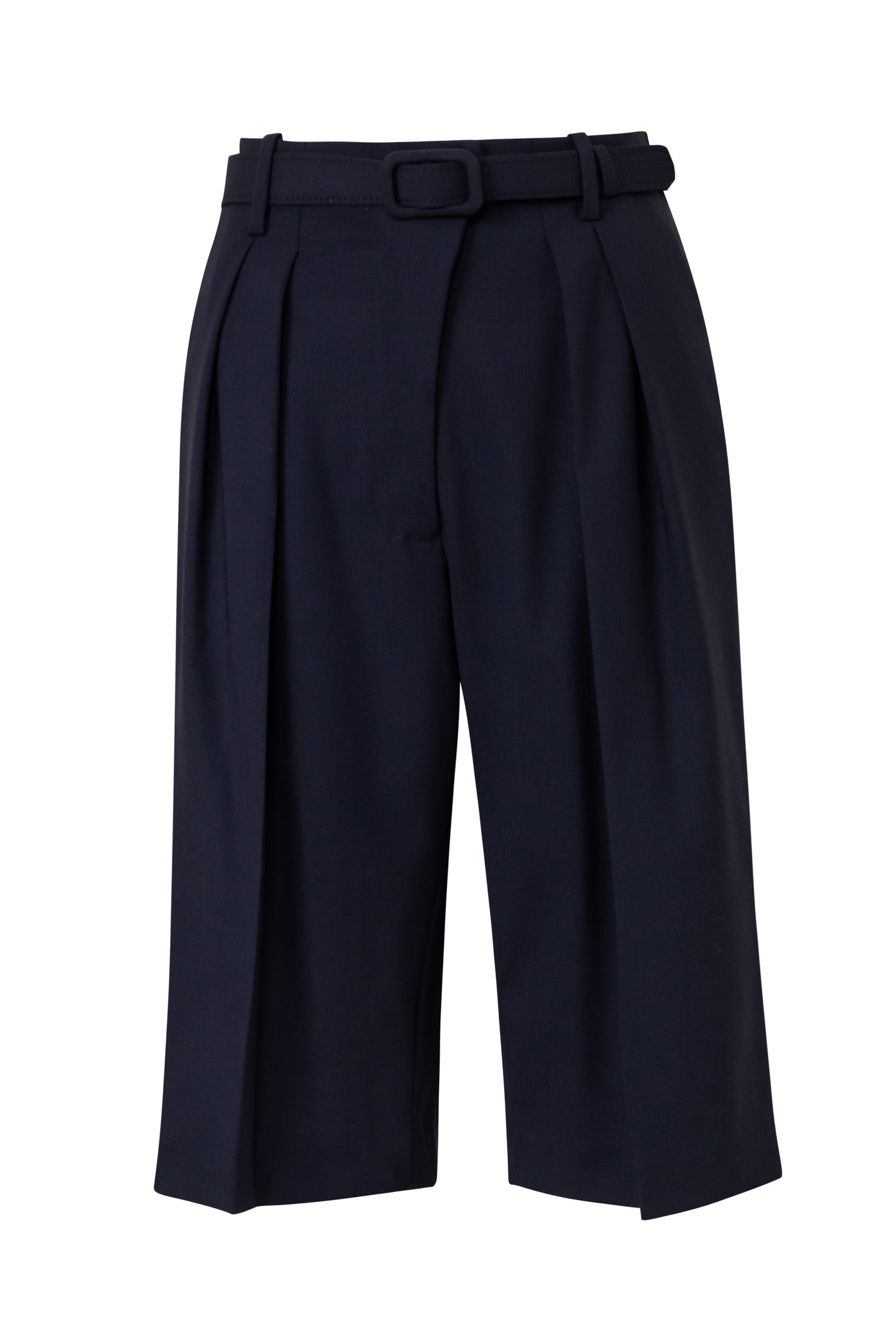 Pleated Wool Bermuda Shorts – Loose Fit