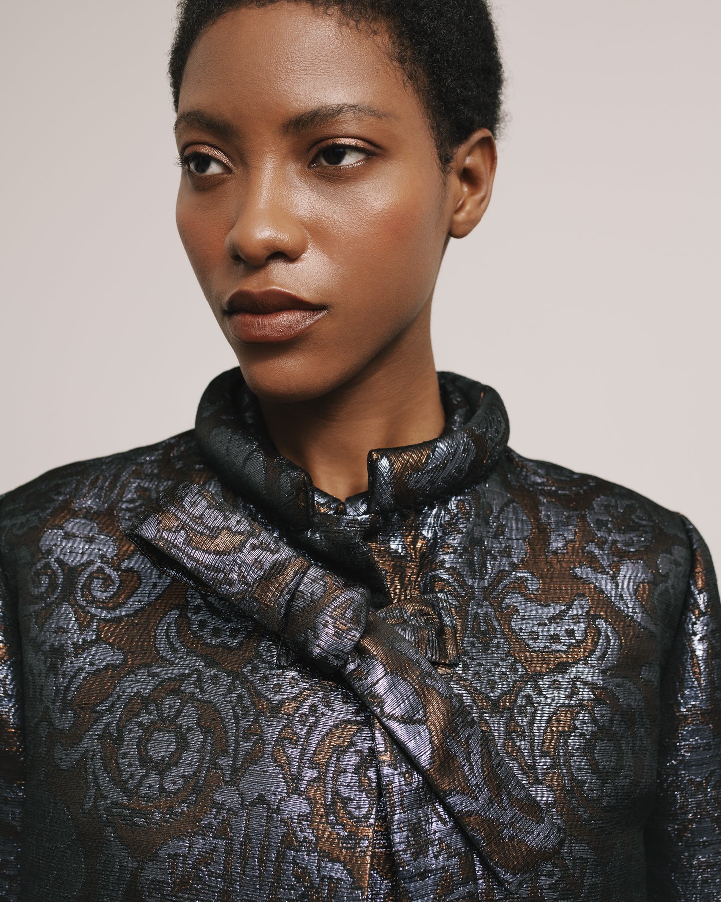 Straight Floral Brocade Coat