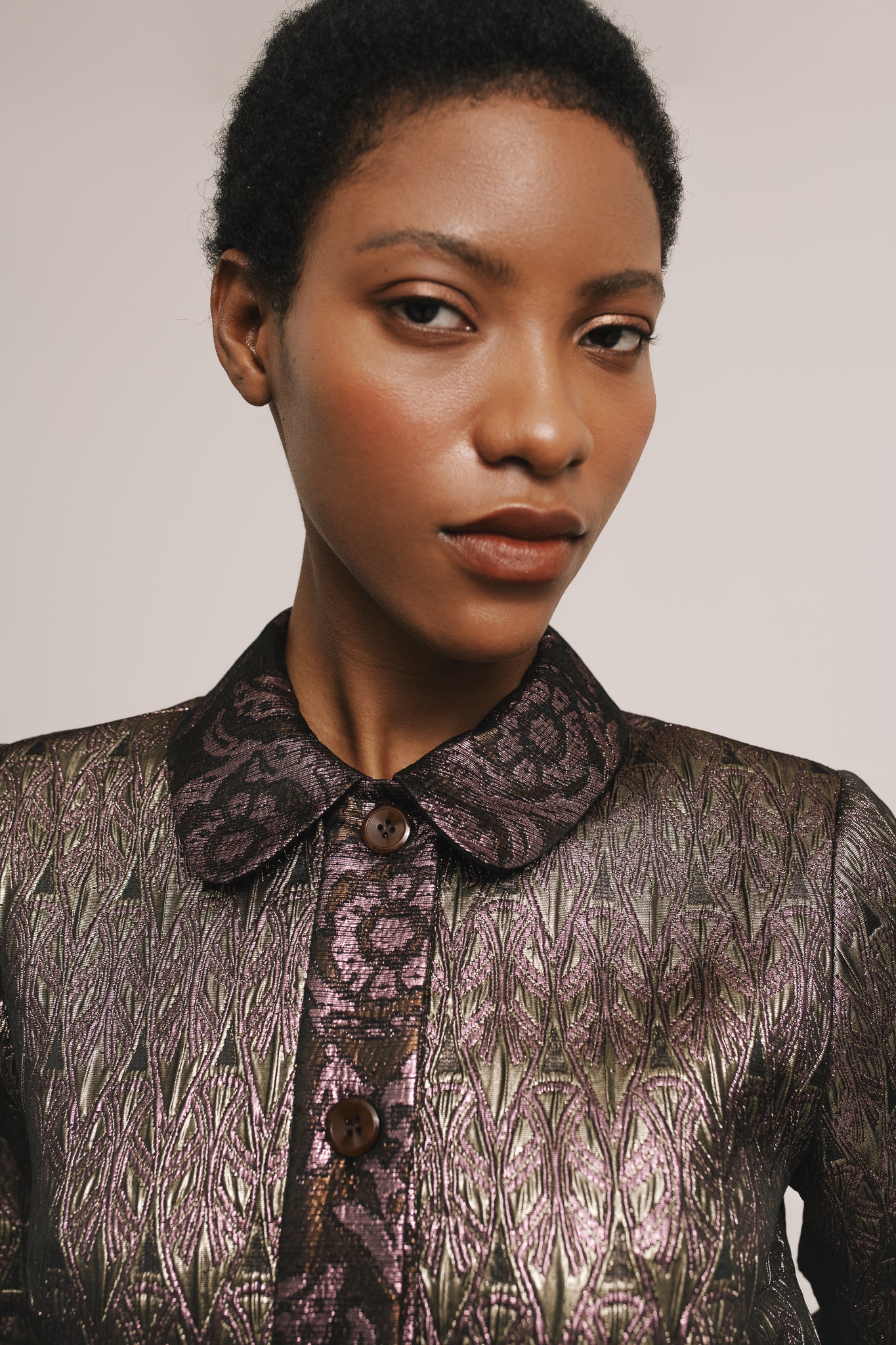 Polo Style Brocade Top