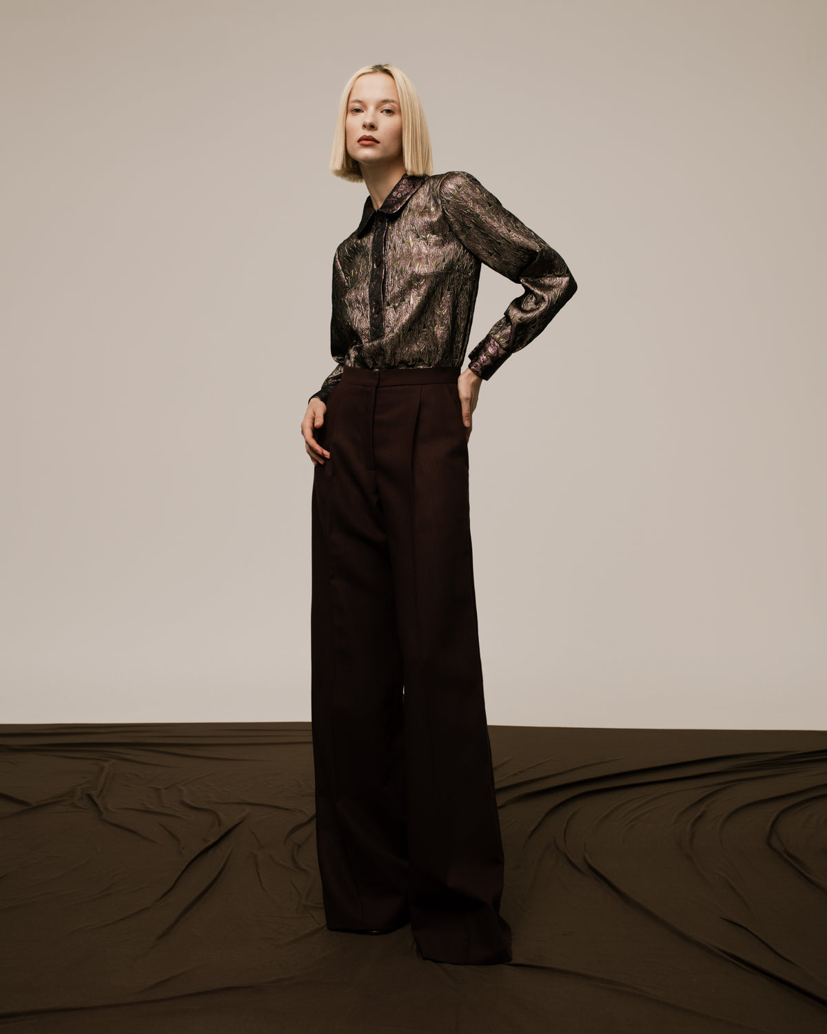 Polo Style Brocade Top