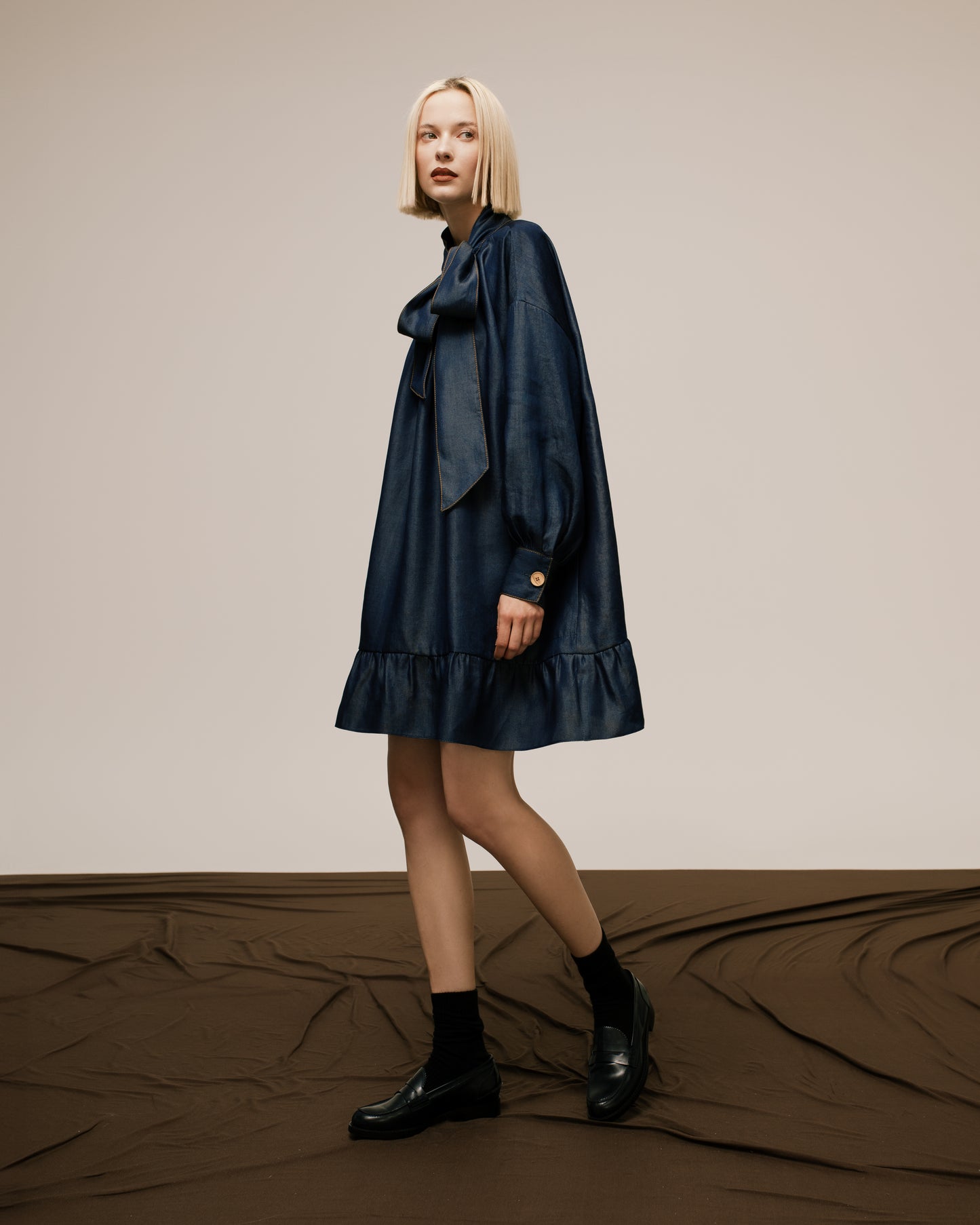 Scarf Neckline Tunic Dress