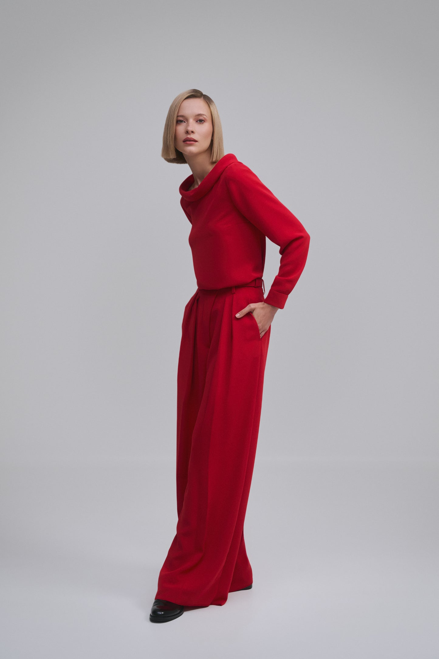 Loose Wide Pleated Cady Pant