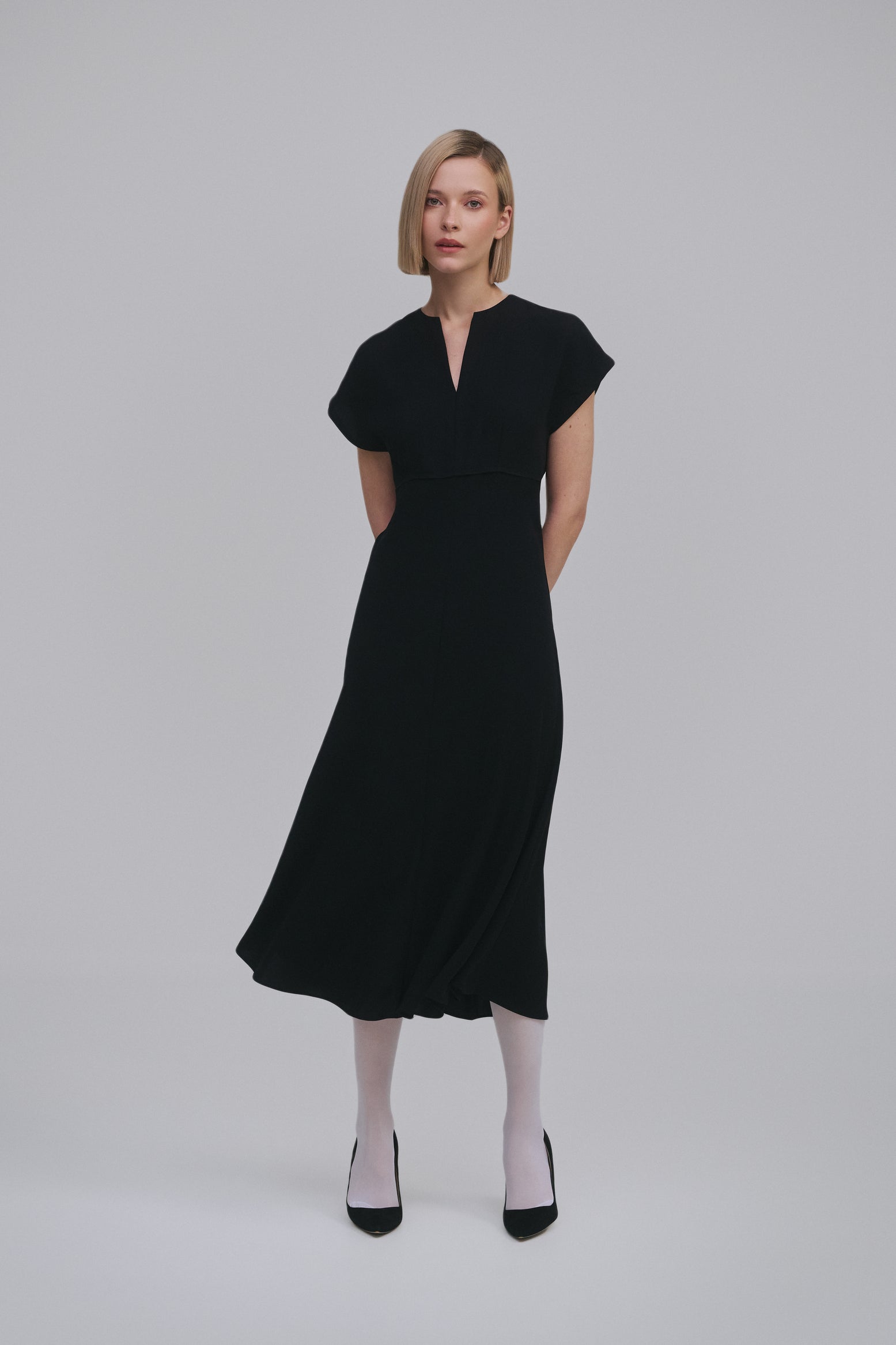 Bias-Cut Kimono-Sleeve Midi Dress