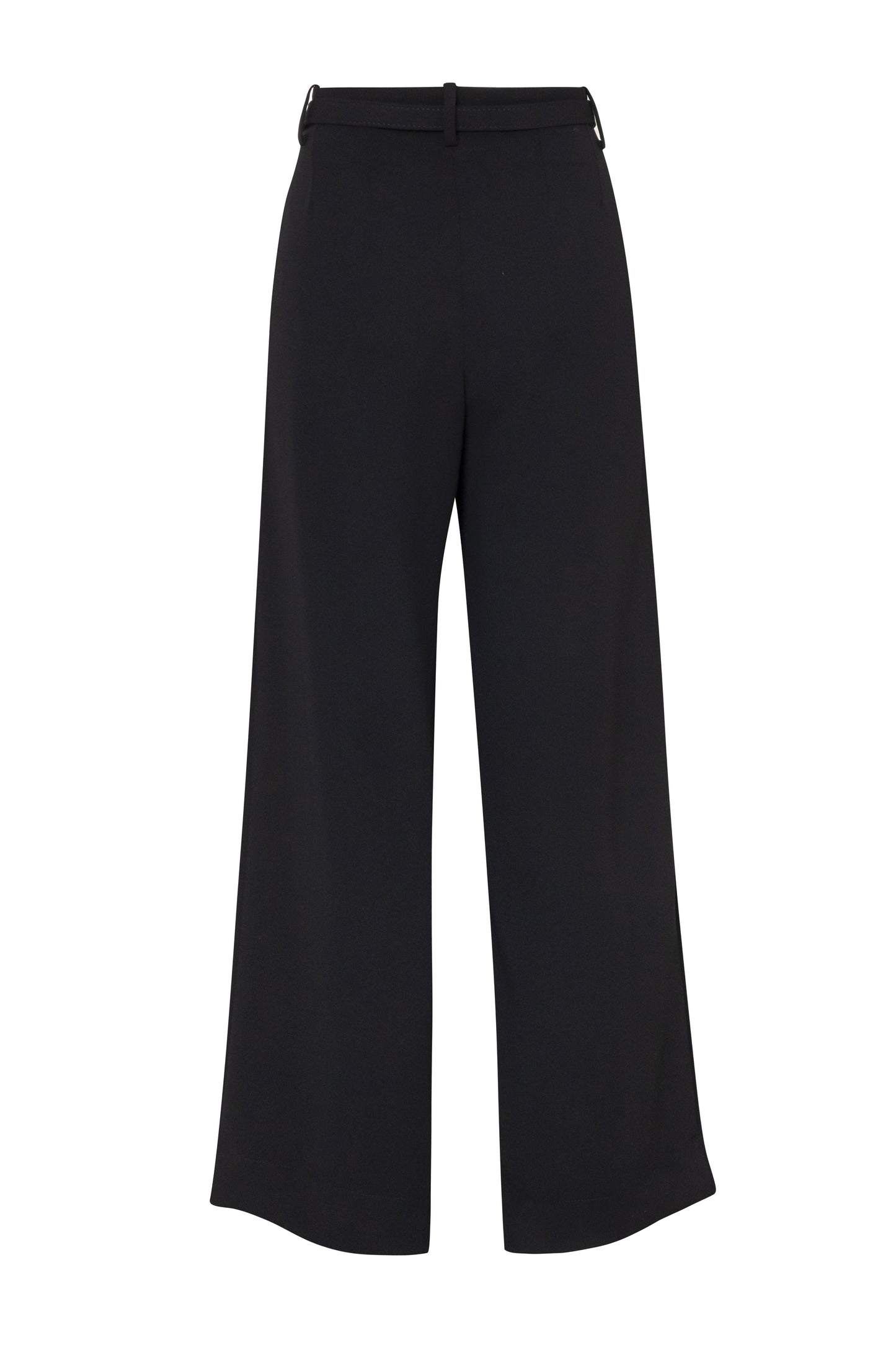 Product still of the Amelia Toro Crop Wide-Leg Pleated Cady Trousers in Black on a white background