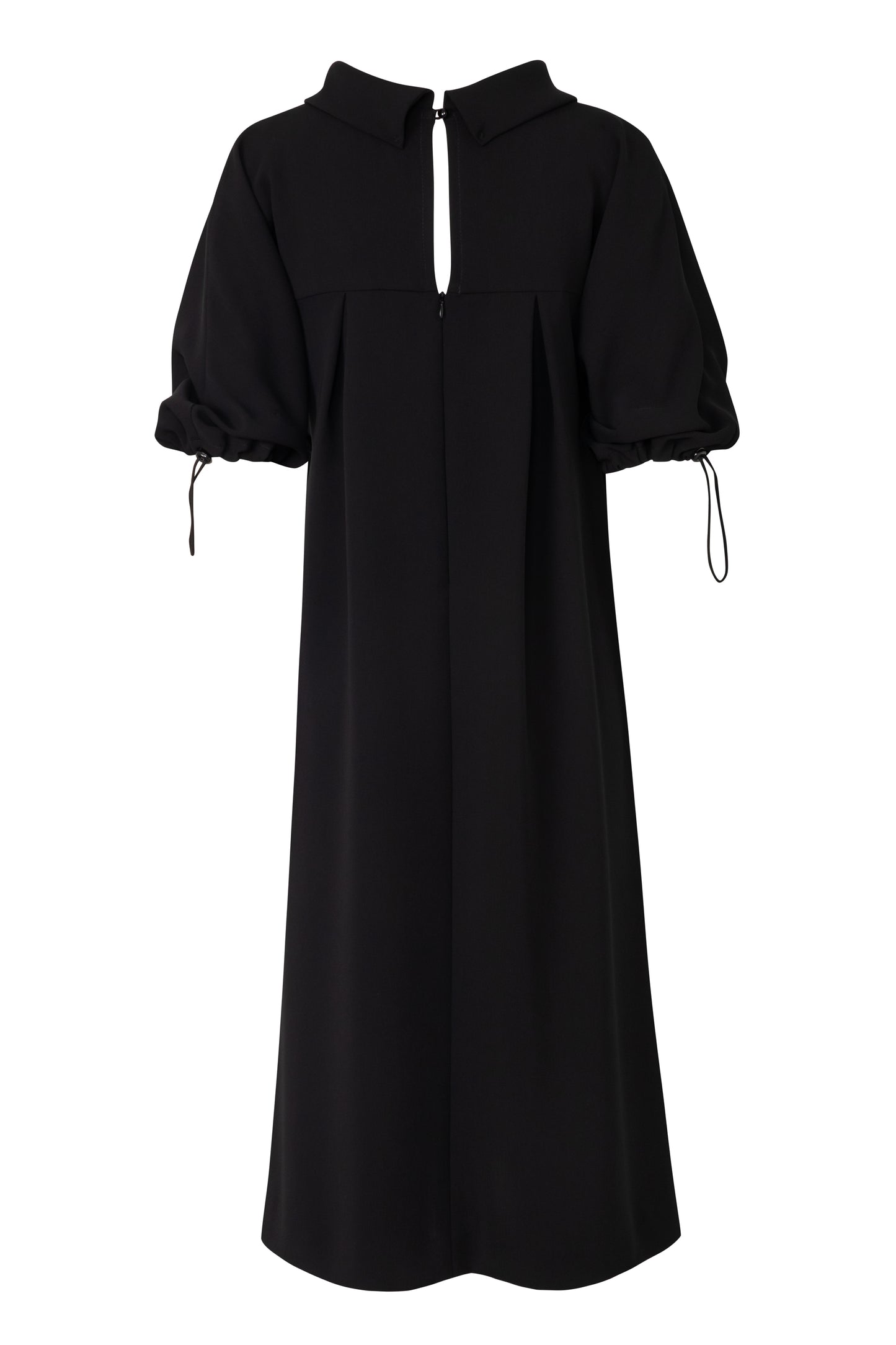 Close-up of the Amelia Toro Loose Cowl-Neck Kimono-Sleeve Midi Dress in Black