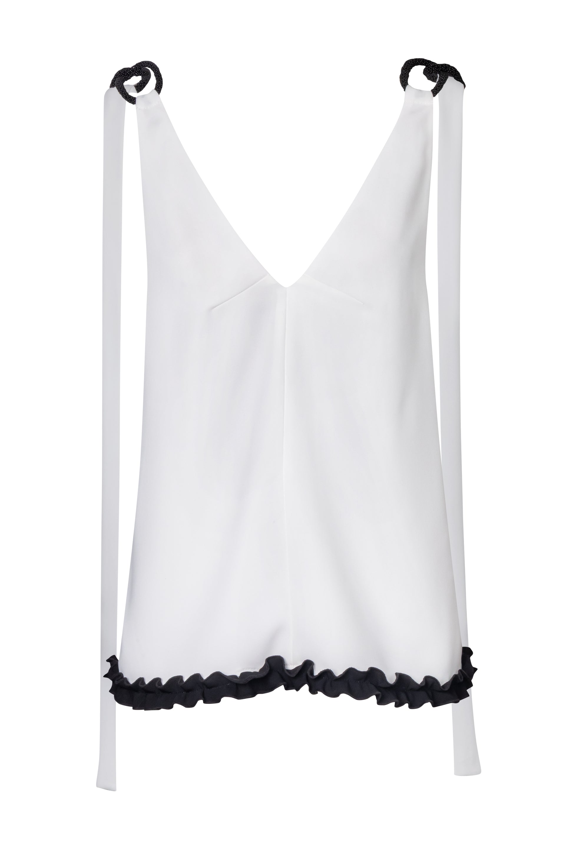 Product still of the Amelia Toro 1920s-Inspired Sleeveless Top in white on a white background