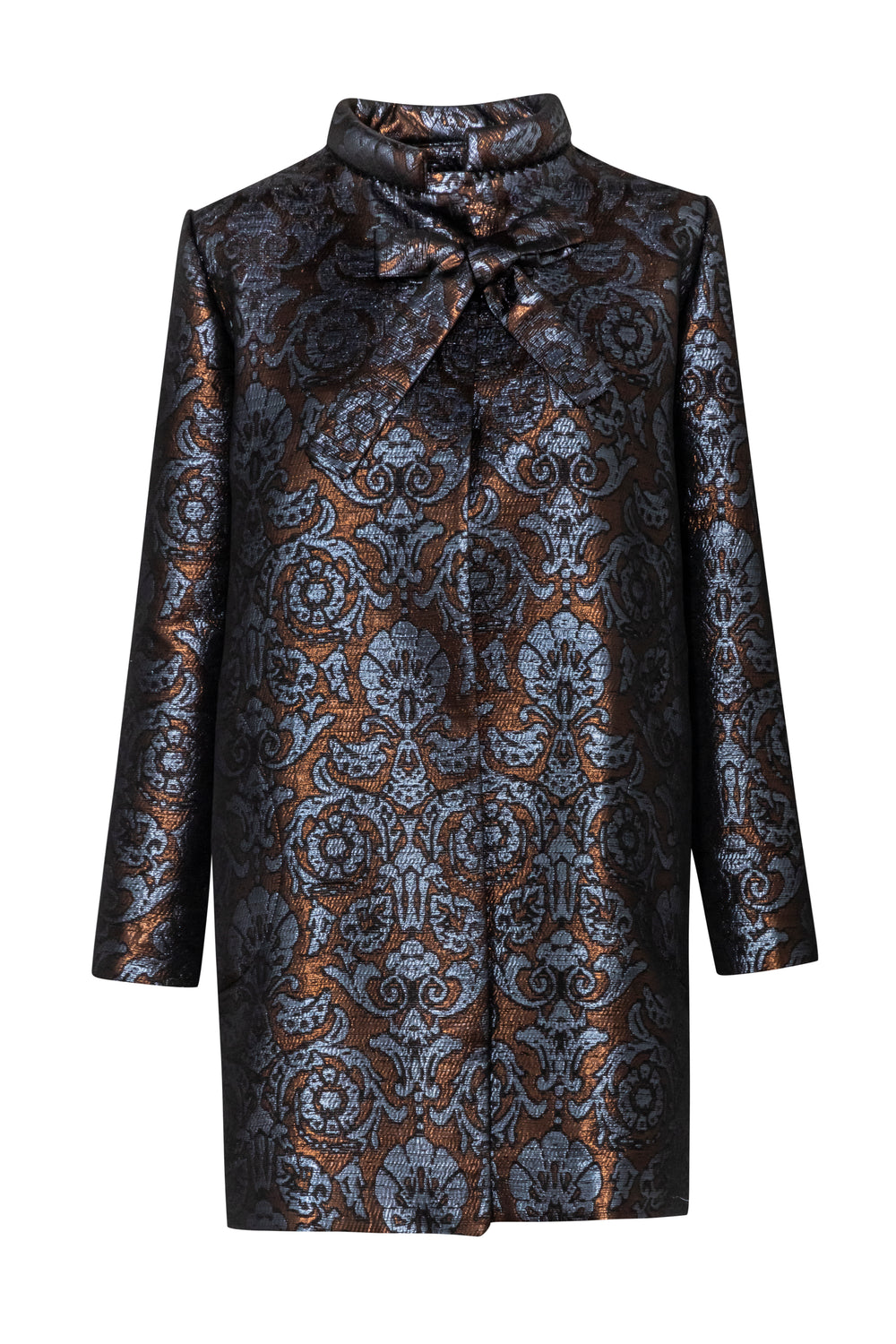 Abrigo recto de brocado floral