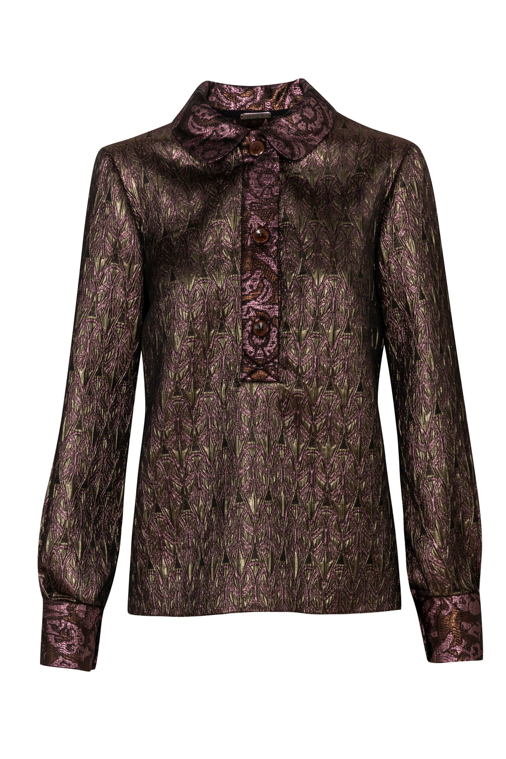 Top brocado estilo polo