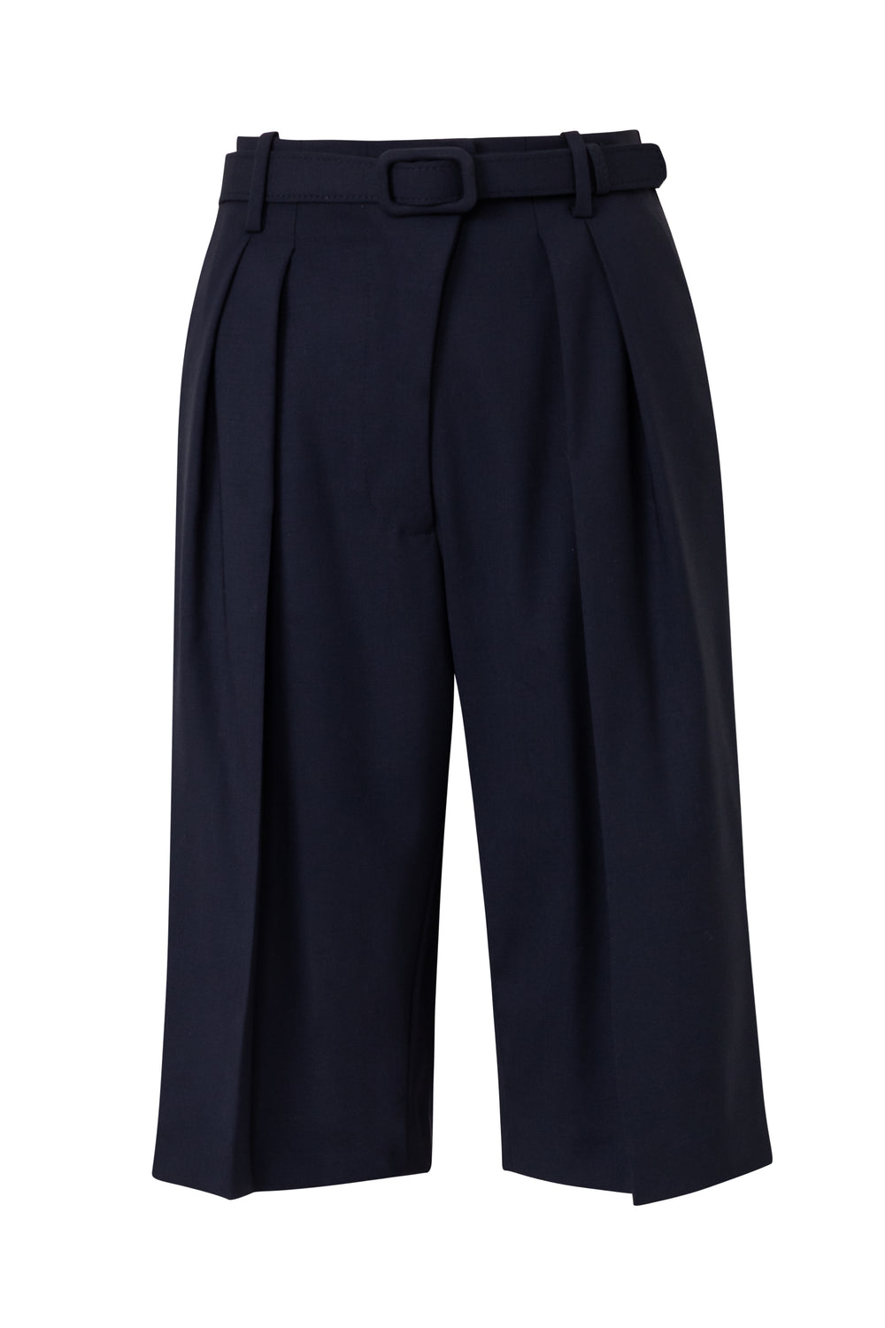 Pleated Wool Bermuda Shorts – Loose Fit