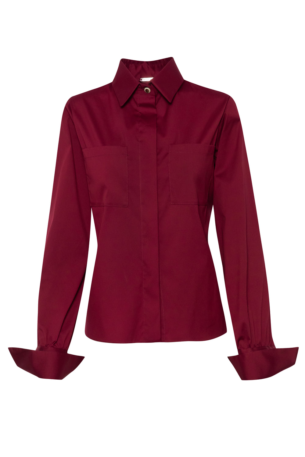 Camisa de sarga de algodón color vino oscuro