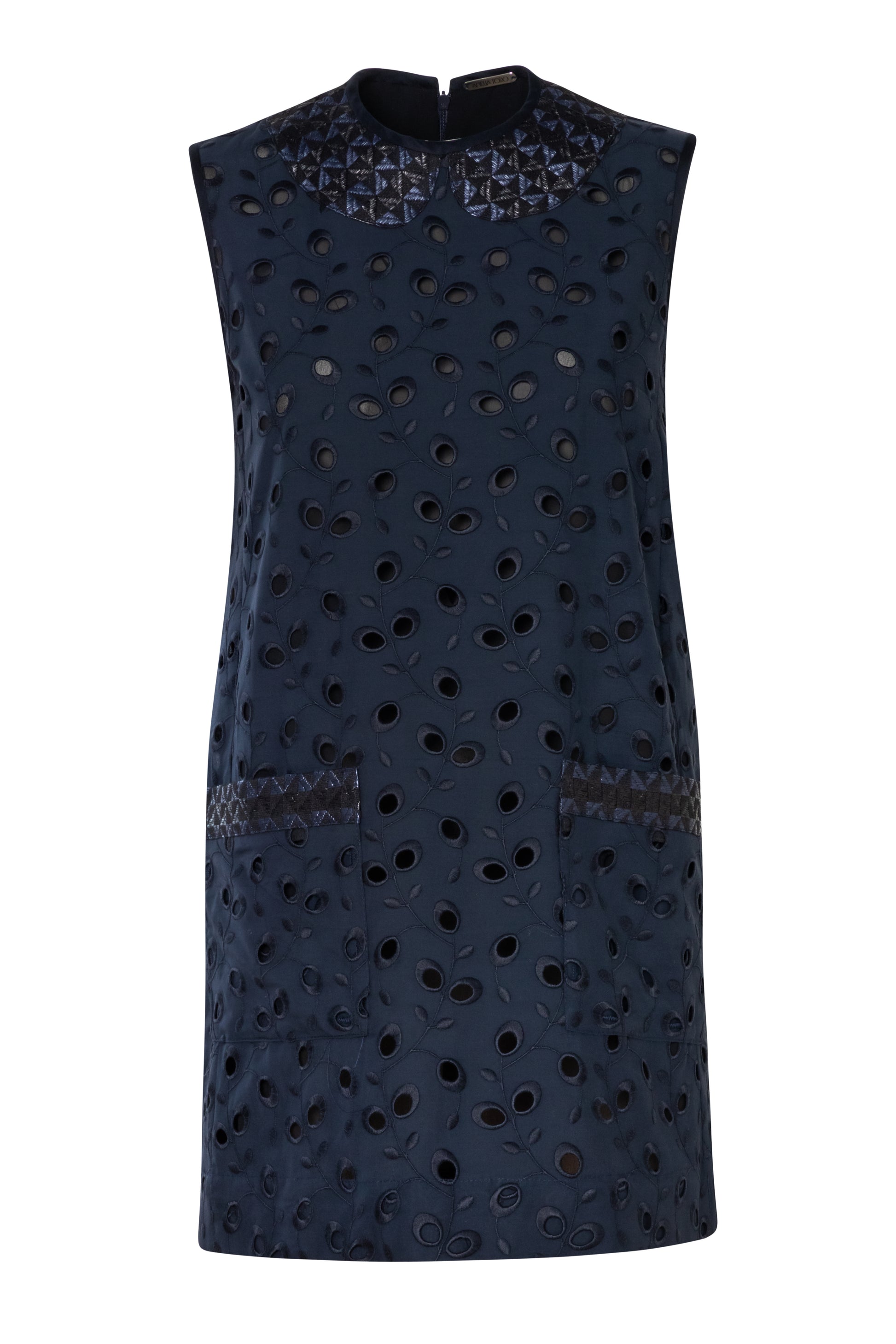 A-line Cotton Eyelet Sundress Blue Product Image Front