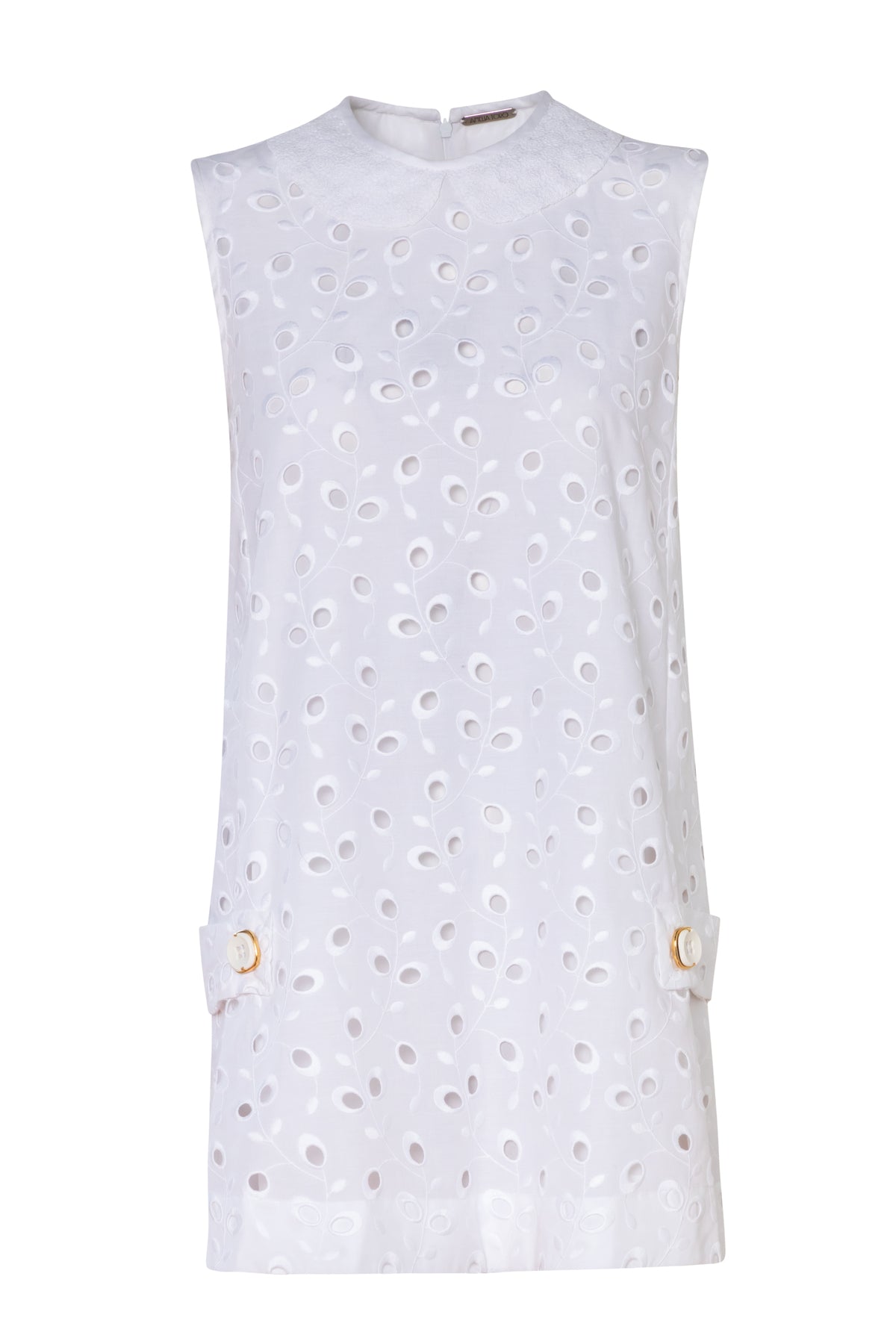 A-line Cotton Eyelet Sundress White Product Image Front