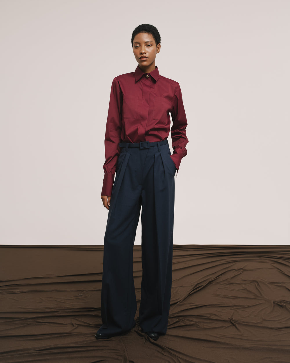 Cotton Twill Deep Wine Shirt