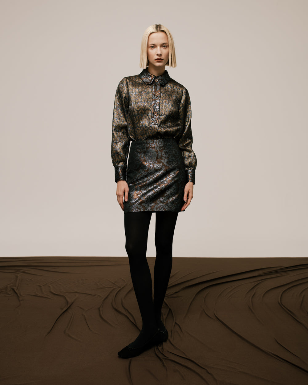 Polo Style Brocade Top