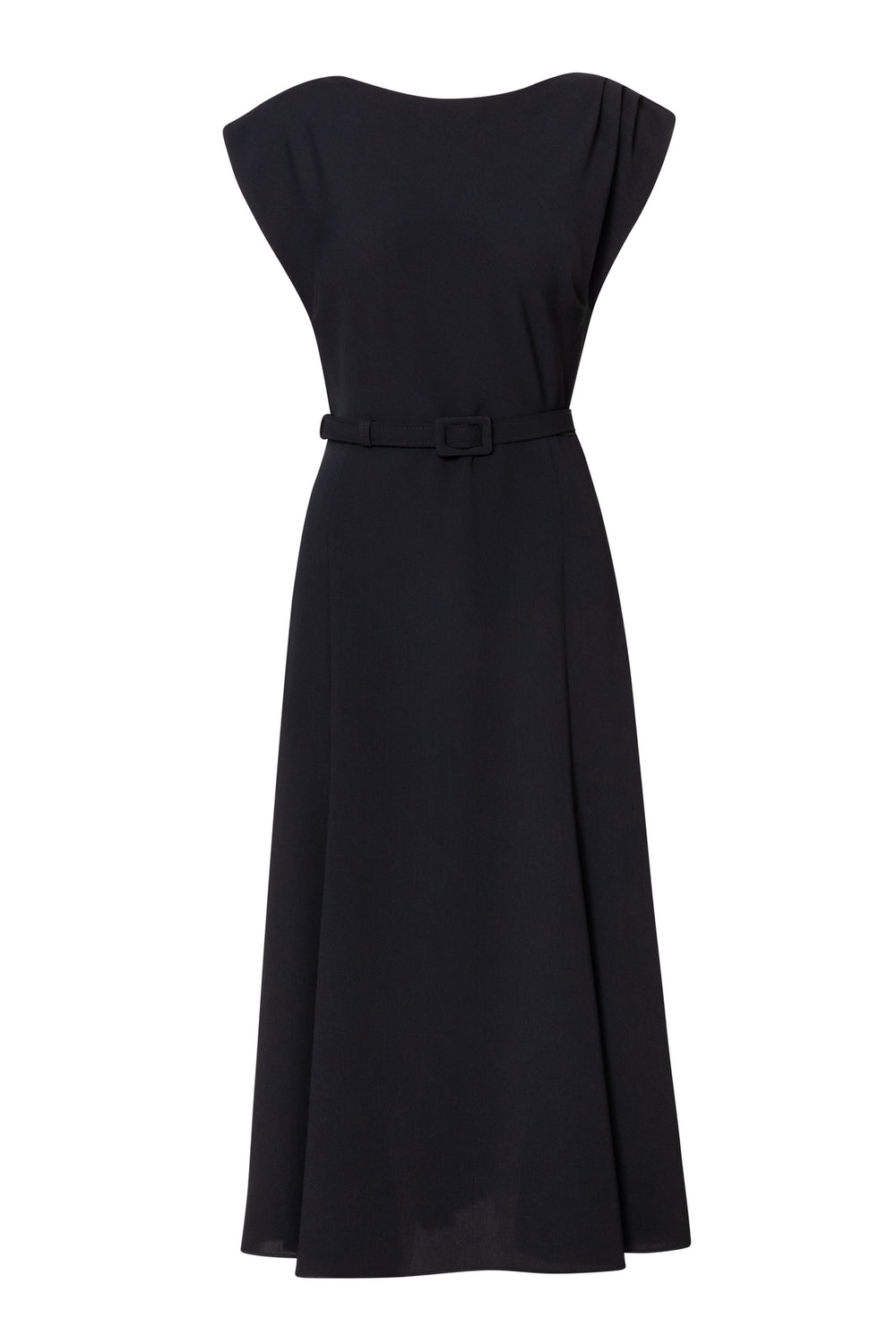 Asymmetric Cap Sleeve Flared Midi Dress Product Image Front