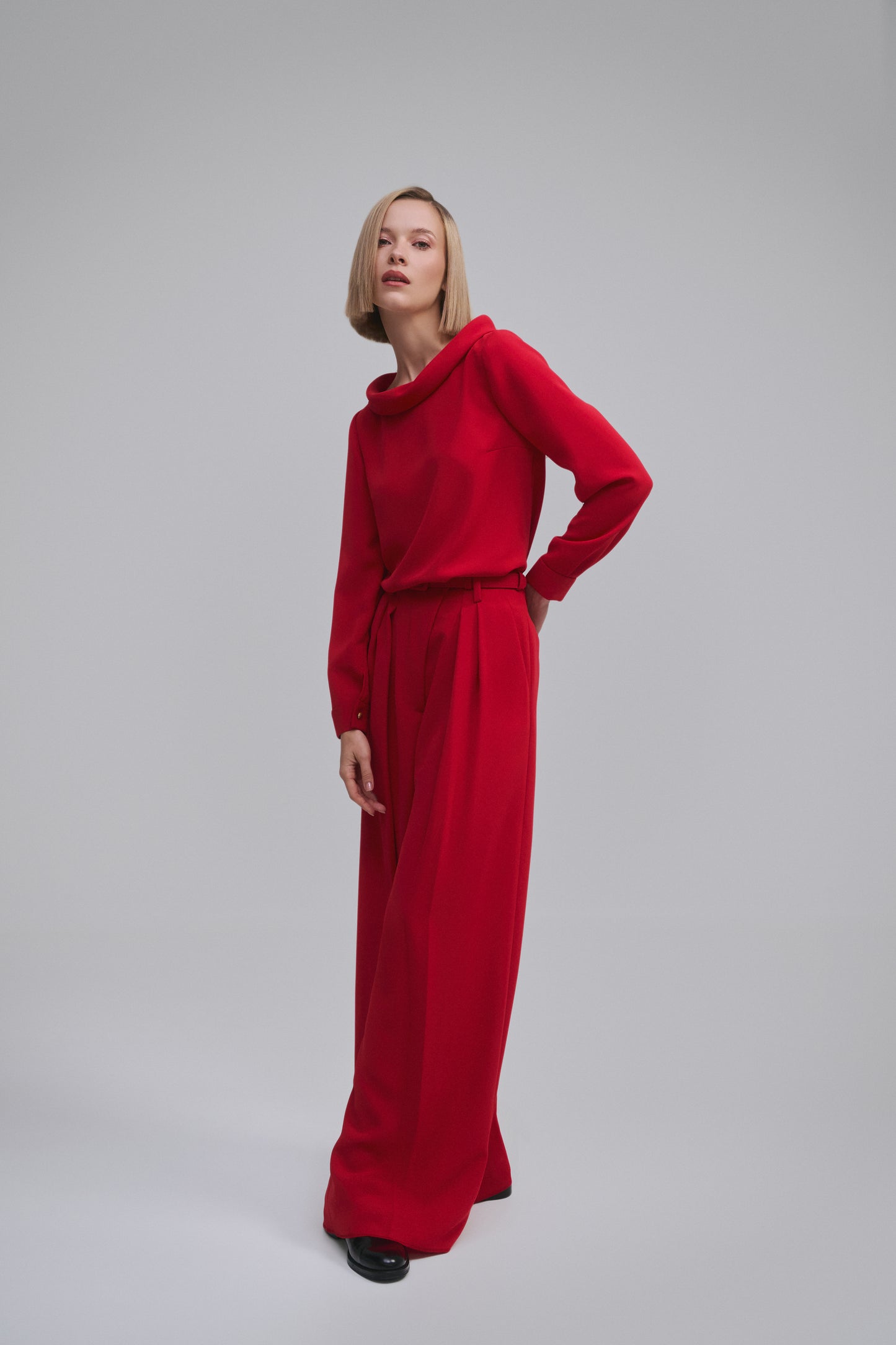 Loose Wide Pleated Cady Pant