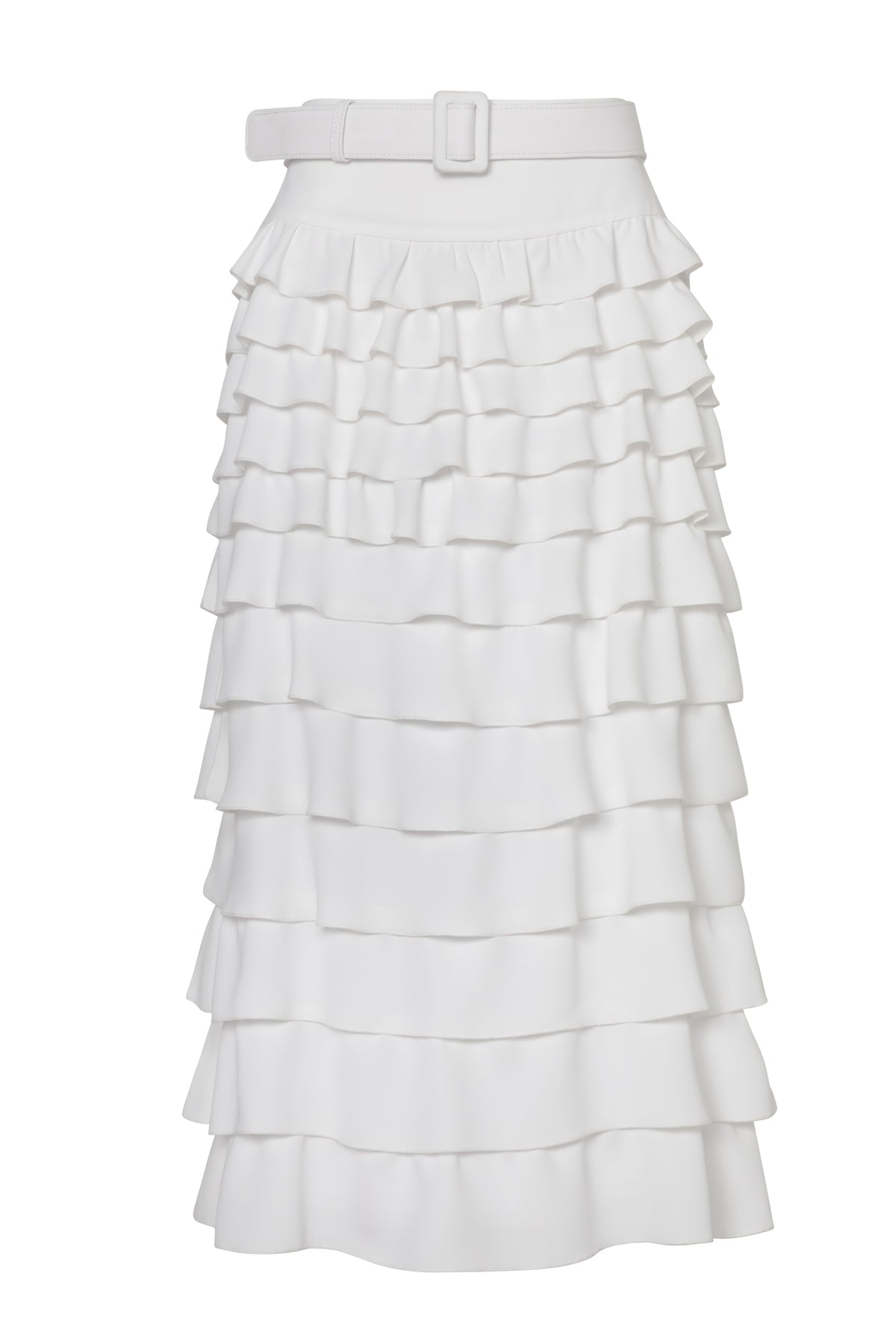 Ruffle Tiered Skirt White