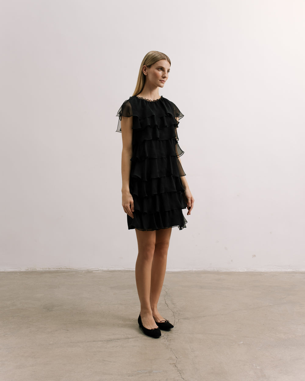 Sleeveless Ruffle Mini Dress Full Body