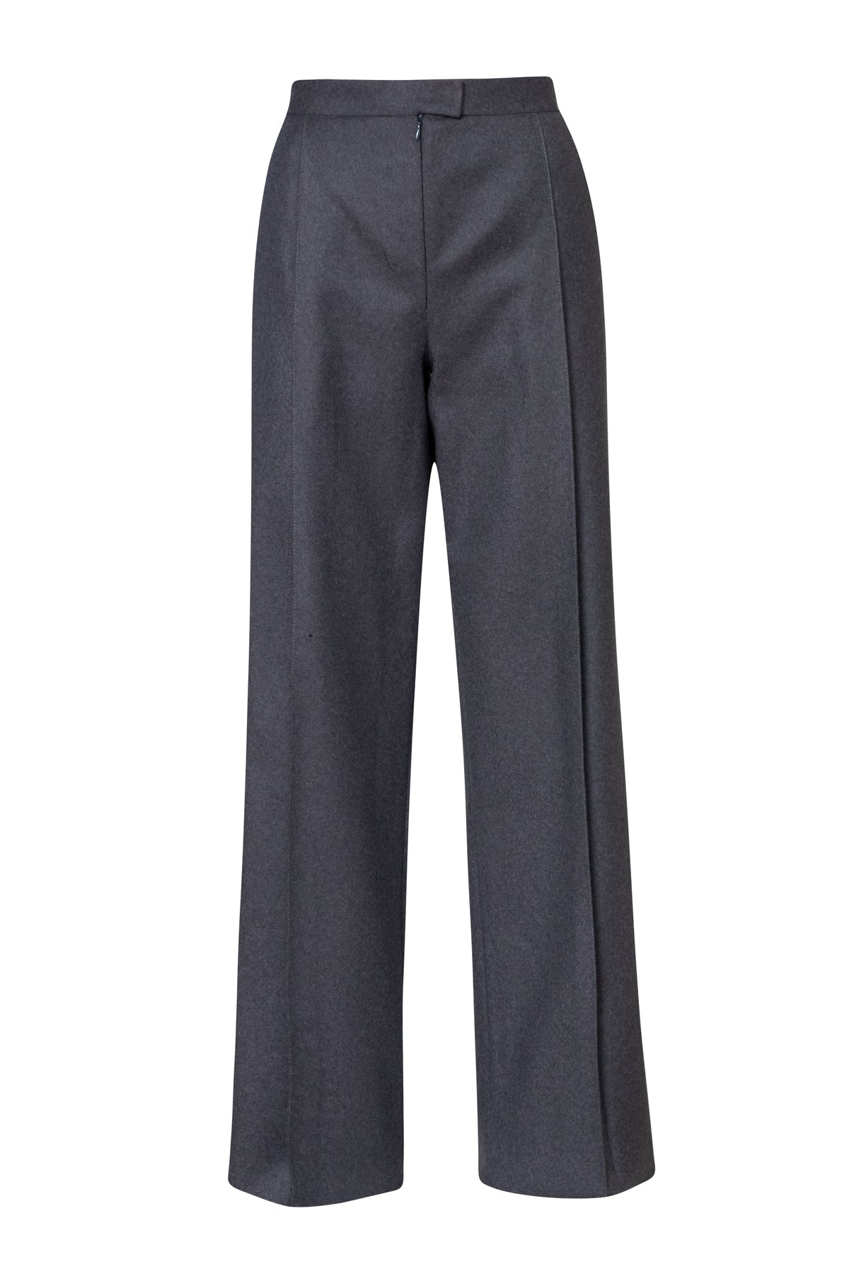 Wide Pleated Flannel Wool Pant Light Grey