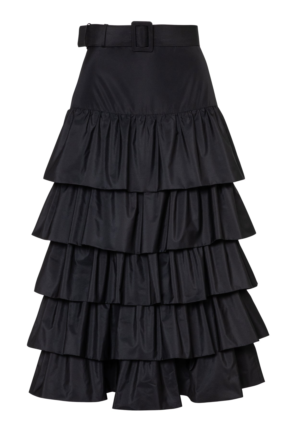 Wide Ruffle Taffeta Evening Skirt