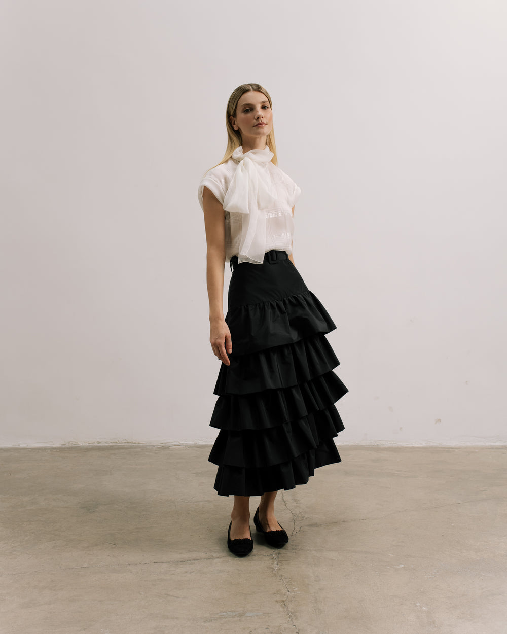 Wide Ruffle Taffeta Evening Skirt Full