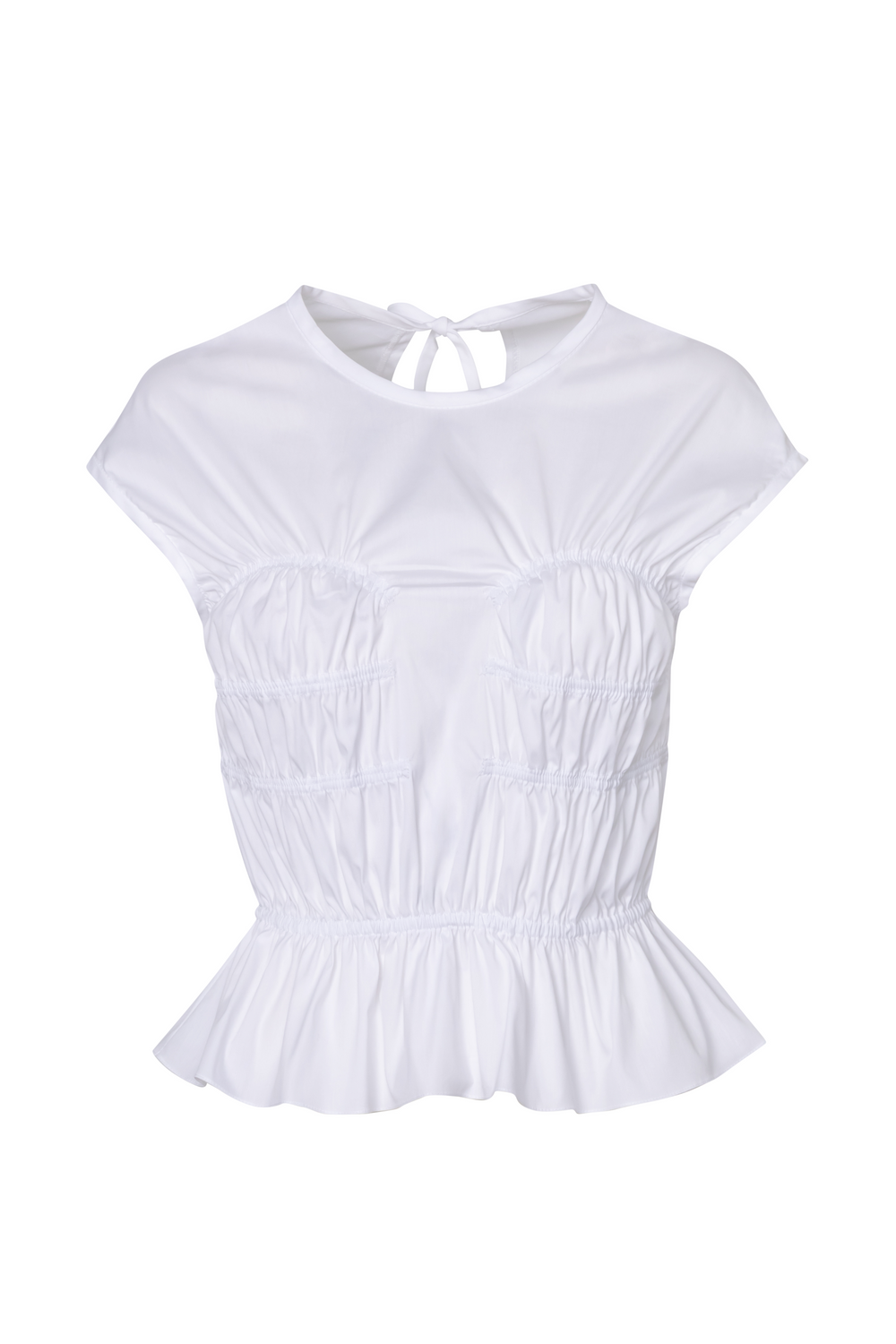 Product still of the Amelia Toro Cotton Gathered Top in white on a white background