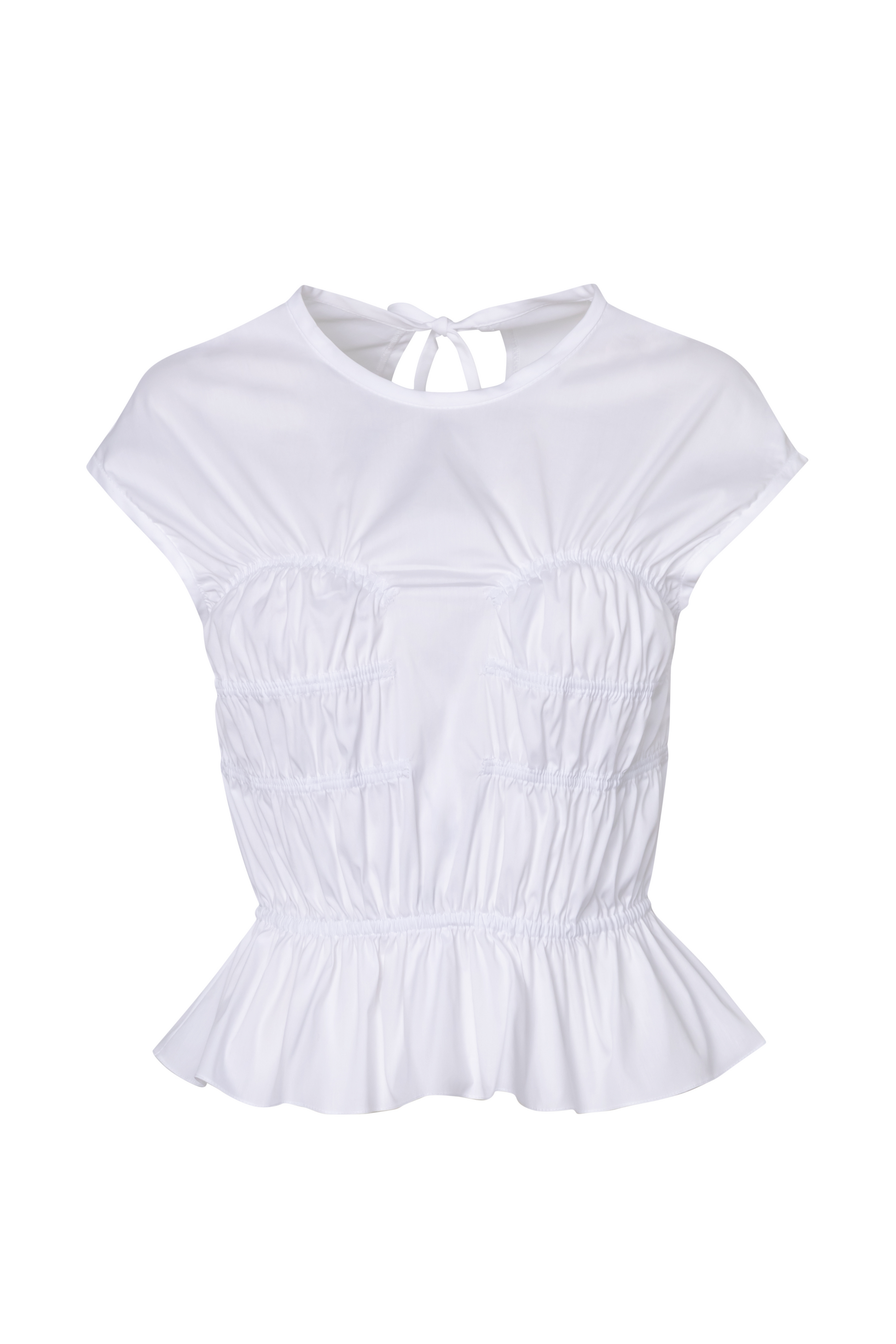 Product still of the Amelia Toro Cotton Gathered Top in white on a white background