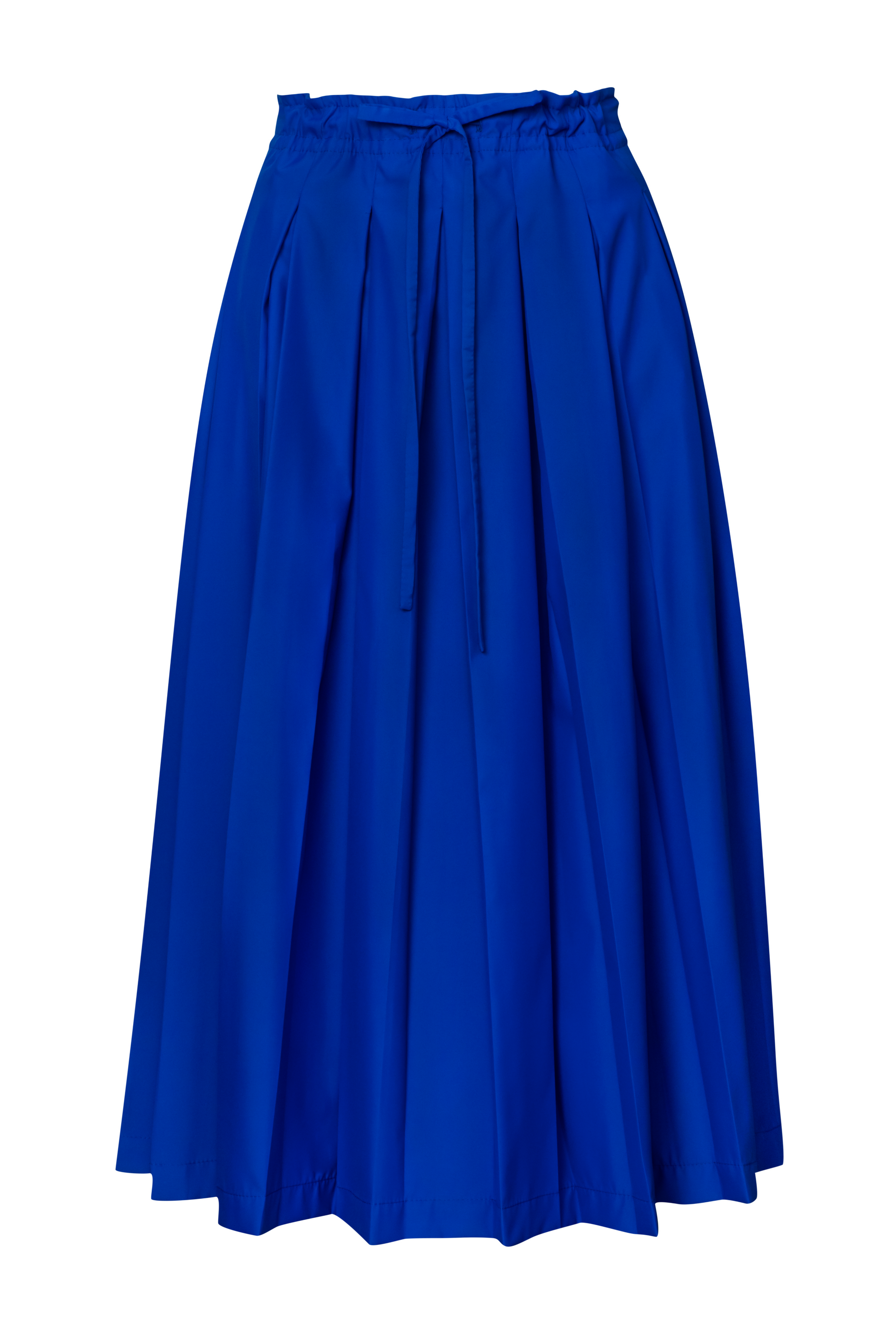 Product still of the Amelia Toro Gathered-Waist Pleated Midi Skirt in royal blue on a white background