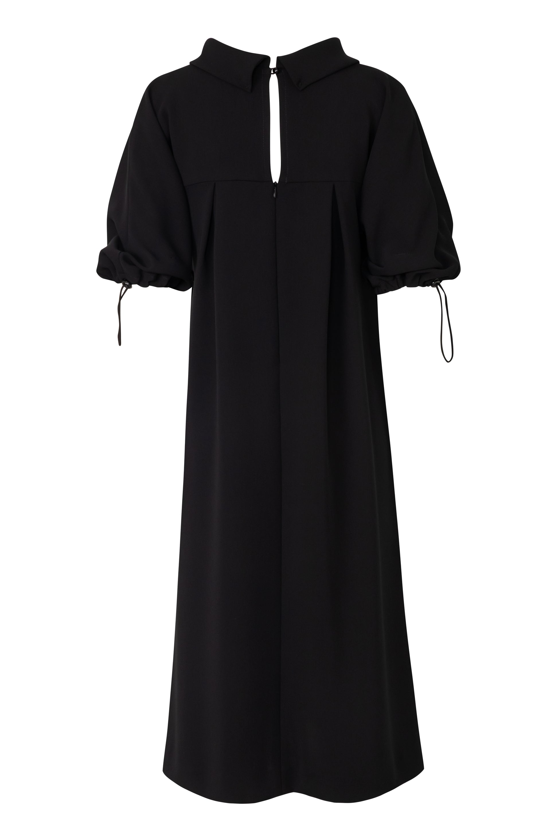 Close-up of the Amelia Toro Loose Cowl-Neck Kimono-Sleeve Midi Dress in Black