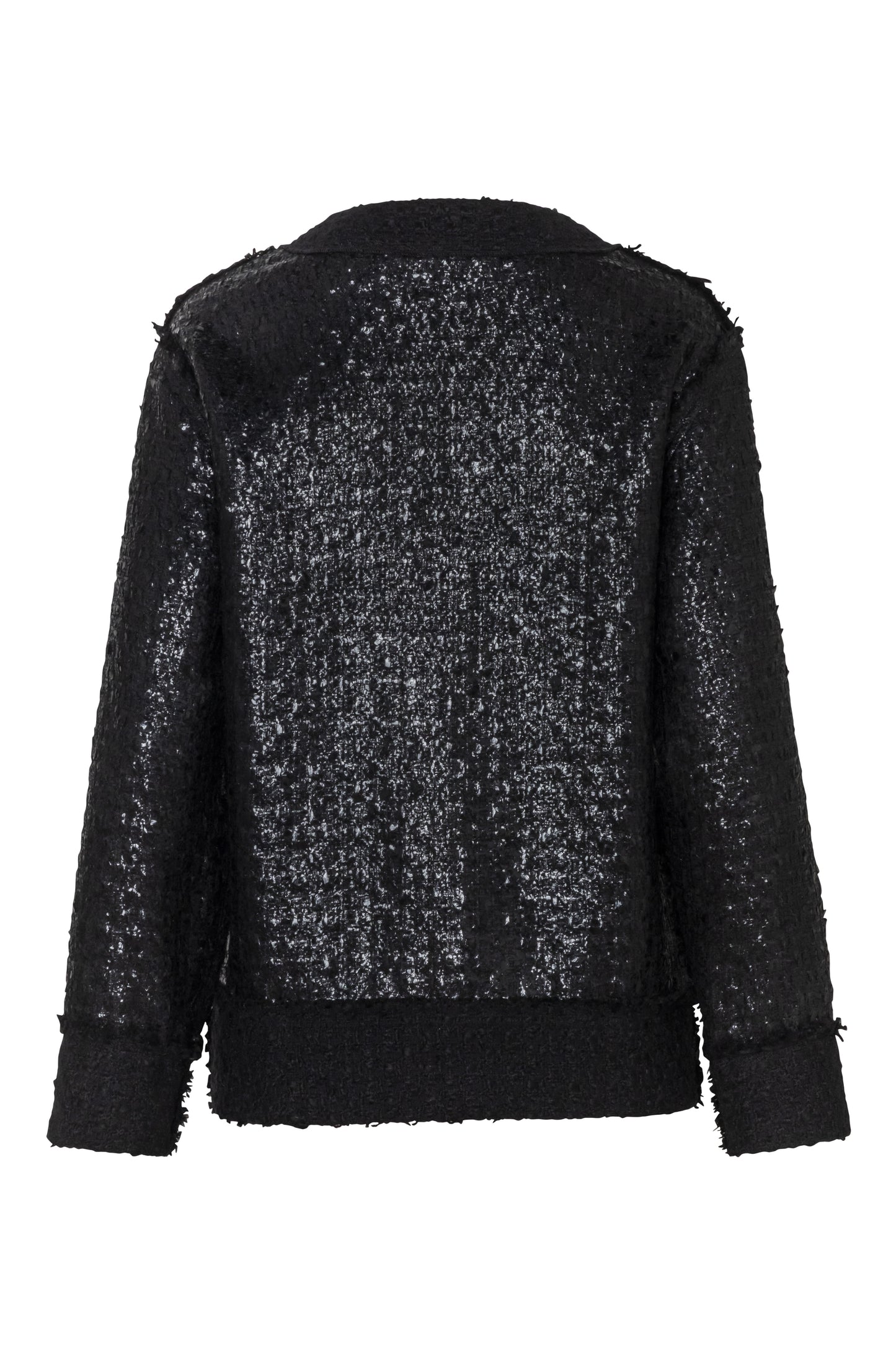 Product still of the Amelia Toro Loose-Fit Contrast Wool Jacket in Black on a white background