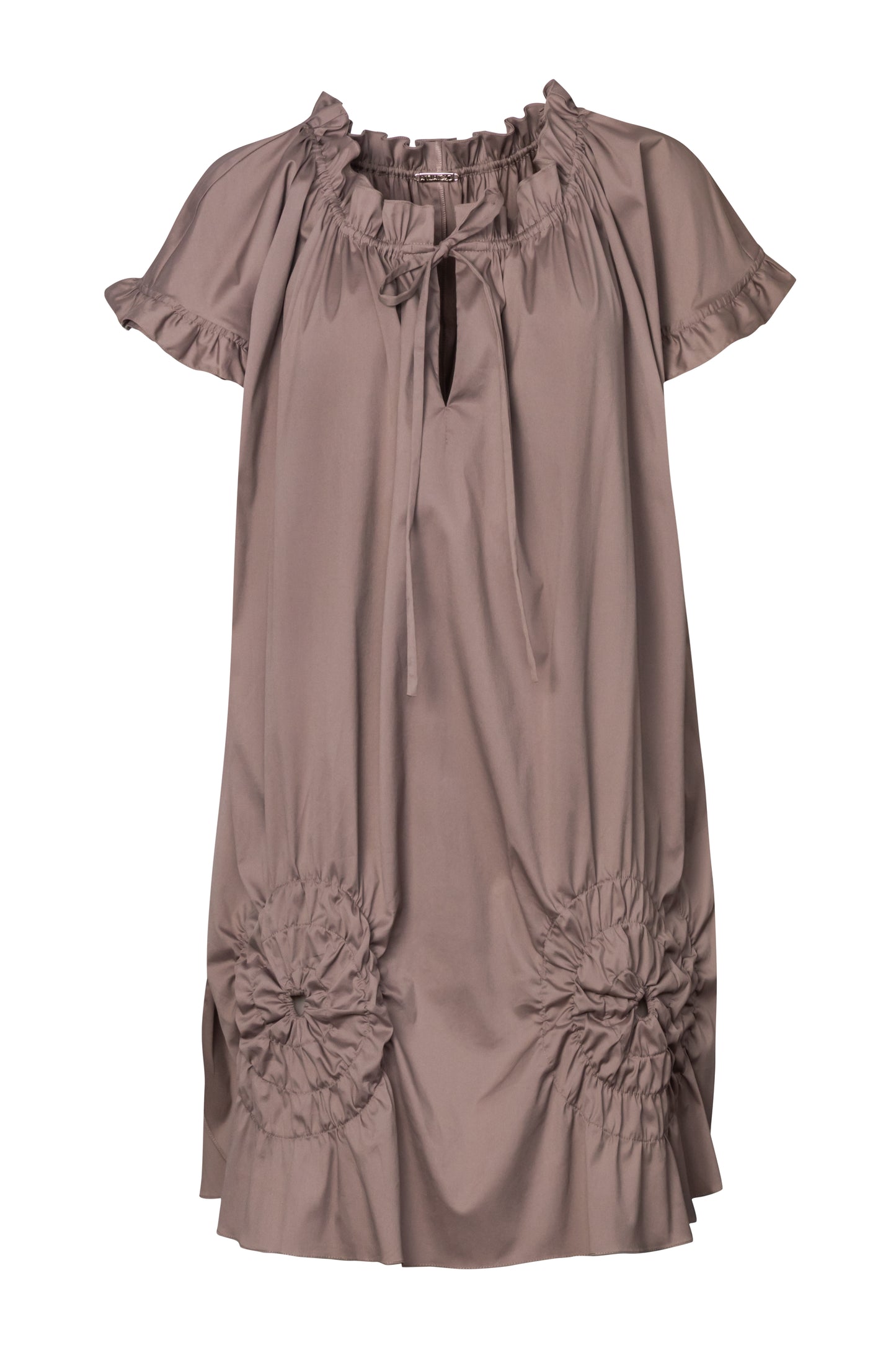 Product still of the Amelia Toro Ruched Cotton Tunic Shirt in white on a white background
