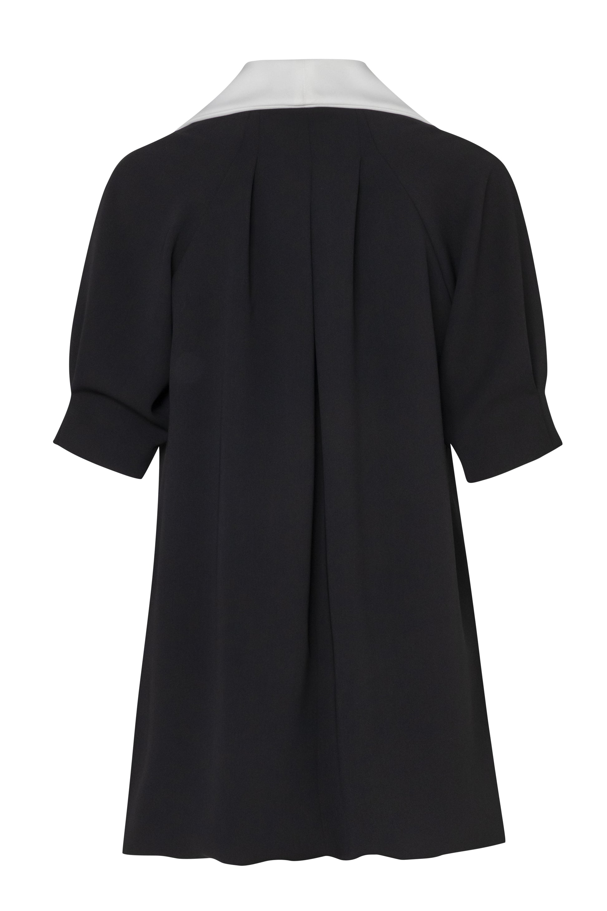 Close-up of the Amelia Toro Sailor-Collar Cady Mini Dress in Black