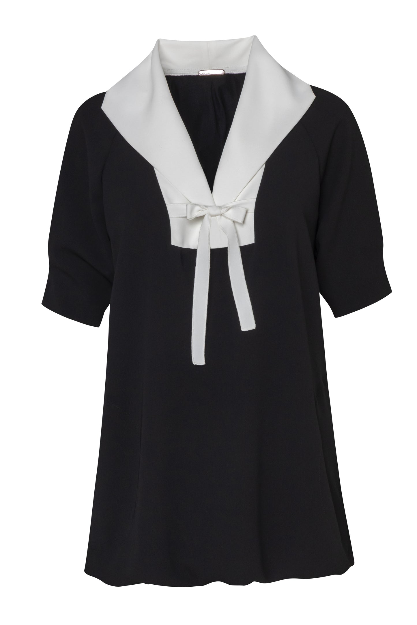 Product still of the Amelia Toro Sailor-Collar Cady Mini Dress in Black on a white background