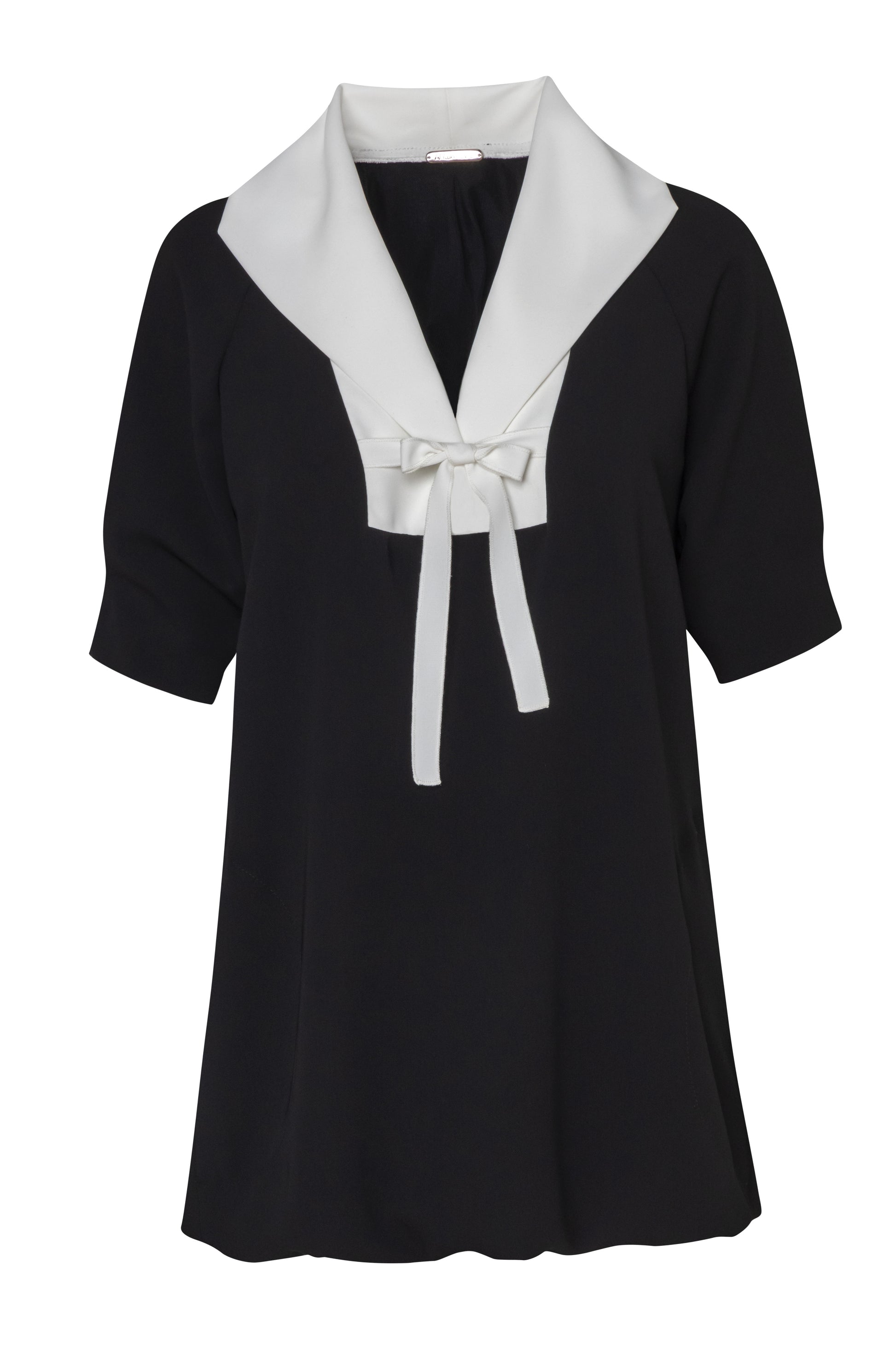 Product still of the Amelia Toro Sailor-Collar Cady Mini Dress in Black on a white background
